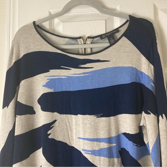 INC International Concepts Sweater Dress Womens Camuflaje Blue Zip Long Sleeve - Picture 6 of 16